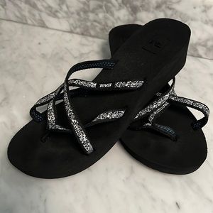 Teva Wedge Sandals, black patterned